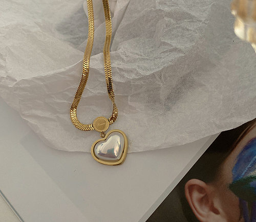 Koreanische Perle Liebe Schlangenknochen Edelstahl Halskette Großhandel Schmuck