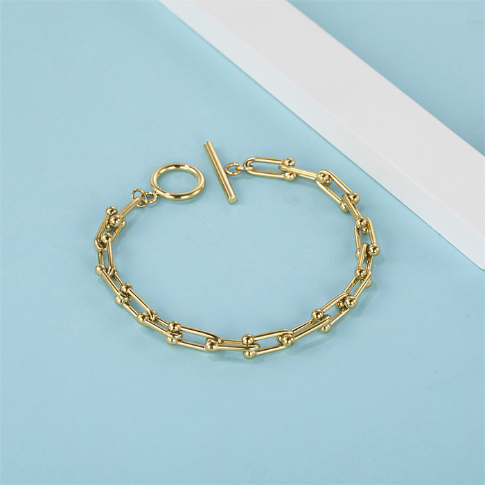 Casual estilo simples estilo clássico cor sólida aço inoxidável titânio polimento chapeamento pulseiras banhadas a ouro