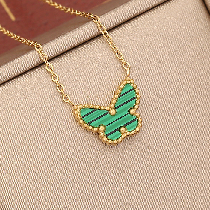 1 Piece Korean Style Insect Butterfly Stainless Steel  Plating Pendant Necklace