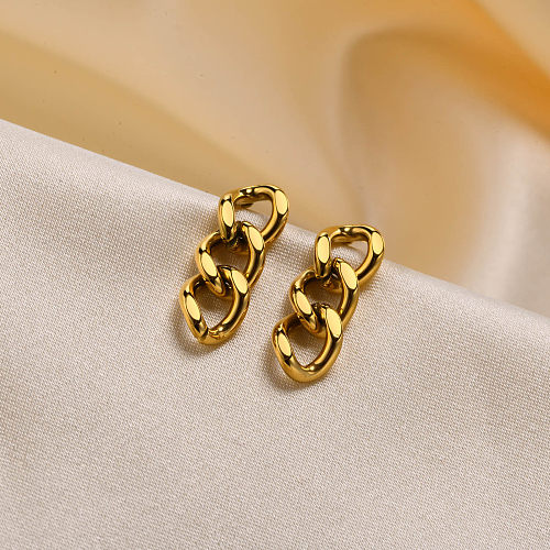 1 Pair Simple Style Solid Color Plating Stainless Steel  Gold Plated Drop Earrings