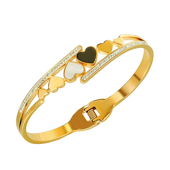 Simple Style Heart Shape Stainless Steel Plating 18K Gold Plated Bangle