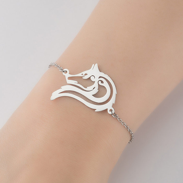 1 Piece Fashion Fox Unicorn Stainless Steel Plating Hollow Out Bracelets