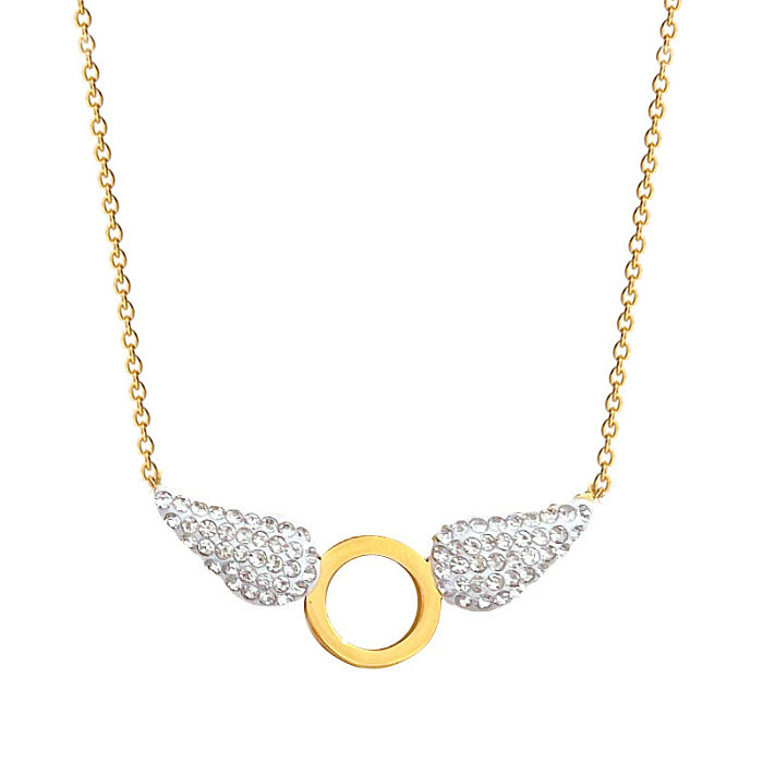 Halskette mit Anhänger „Sweet Wings“ aus Edelstahl mit künstlichen Edelsteinen