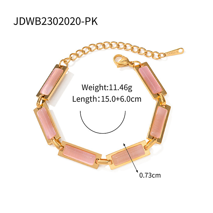 Bracelets plaqués or 18K d'opale d'incrustation colorée élégante d'électrodéposition d'acier inoxydable