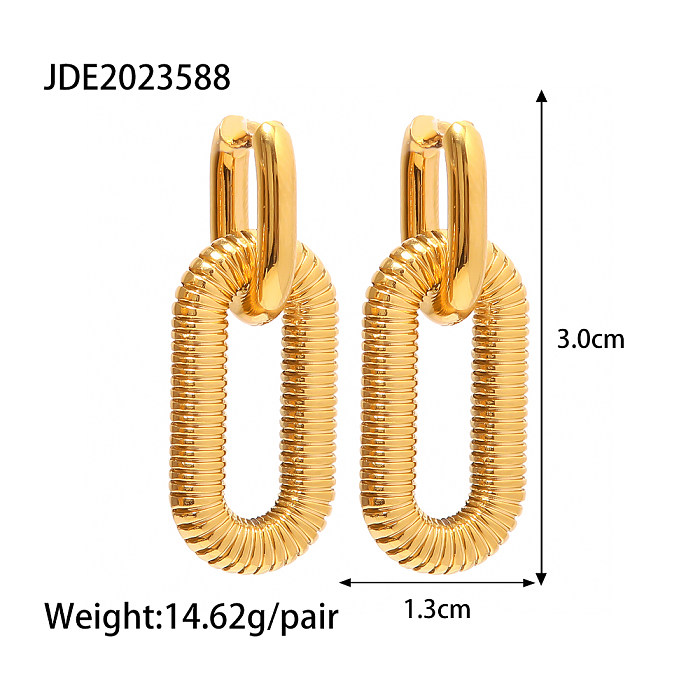 Fashion Oval Stainless Steel  Plating Drop Earrings 1 Pair