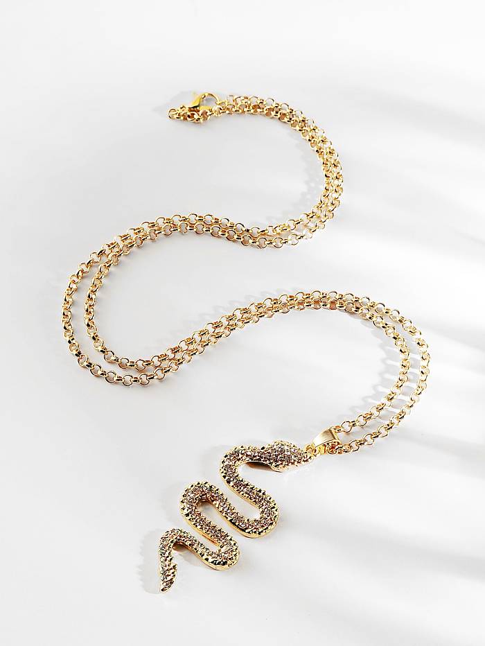 Collier pendentif en alliage de serpent, Style Cool, en acier inoxydable, plaqué argent, strass, en vrac, Style IG