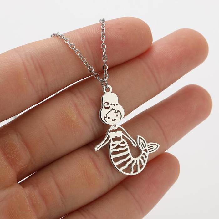 1 Piece Retro Human Face Stainless Steel Plating Hollow Out Pendant Necklace