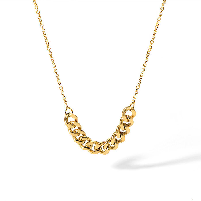 IG Style Simple Style Solid Color Stainless Steel  18K Gold Plated Necklace In Bulk