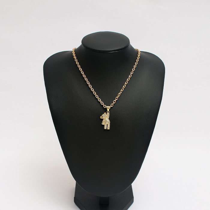 Einfache Zirkon-Bär-Edelstahl-Halskette Großhandelsschmuck