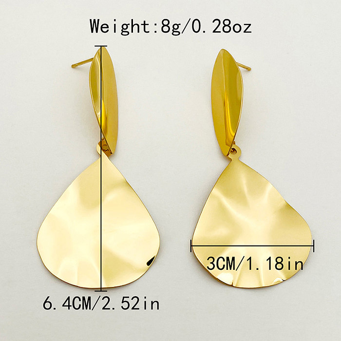 1 Pair Elegant Sweet Artistic Solid Color Plating Stainless Steel  Gold Plated Drop Earrings