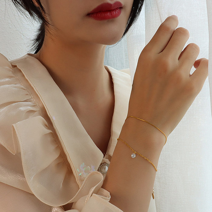 Fashion Double-layer Diamond Zircontitanium Steel Bracelet