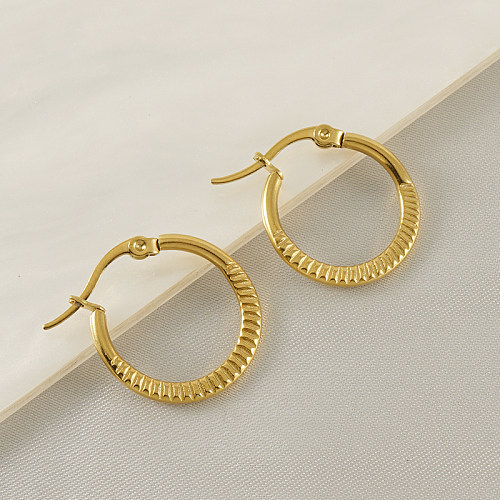 1 Pair Casual Simple Style Round Stainless Steel  Plating 18K Gold Plated Hoop Earrings