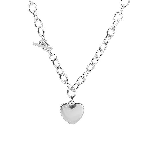 Hip-Hop Heart Shape Stainless Steel Polishing Pendant Necklace