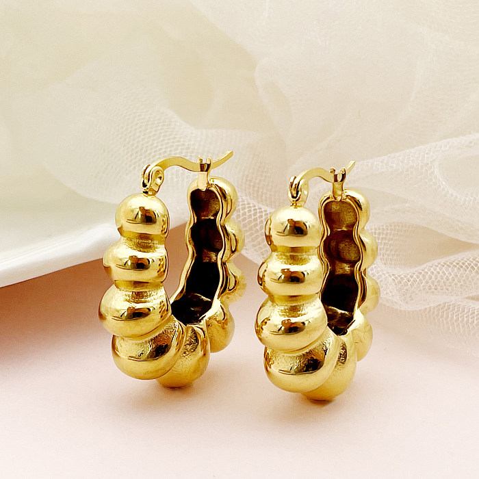 1 Pair Simple Style Roman Style U Shape Stainless Steel  Metal Polishing Plating Gold Plated Earrings