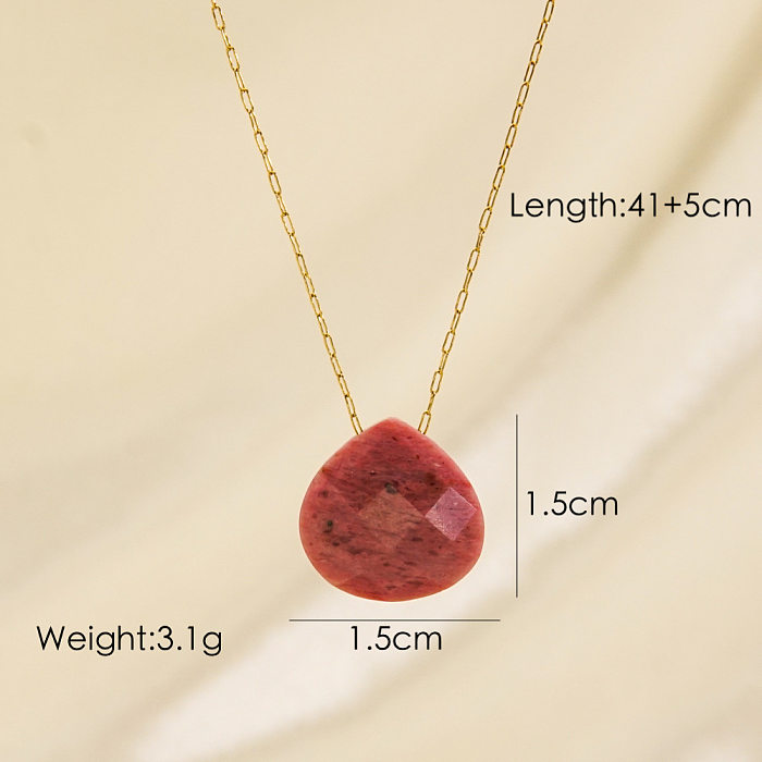 Elegant Simple Style Water Droplets Stainless Steel  Plating 14K Gold Plated Pendant Necklace