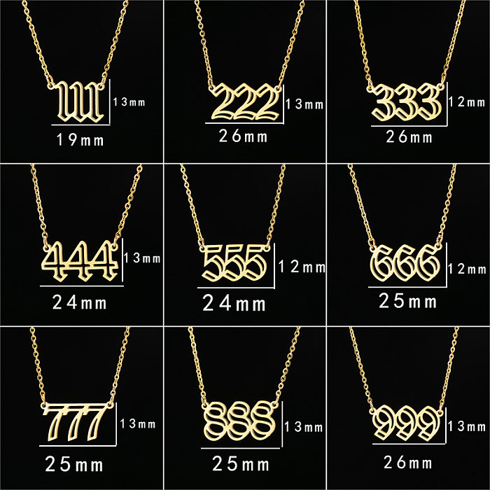 Women'S Fashion Number Stainless Steel  Pendant Necklace Plating Stainless Steel  Necklaces