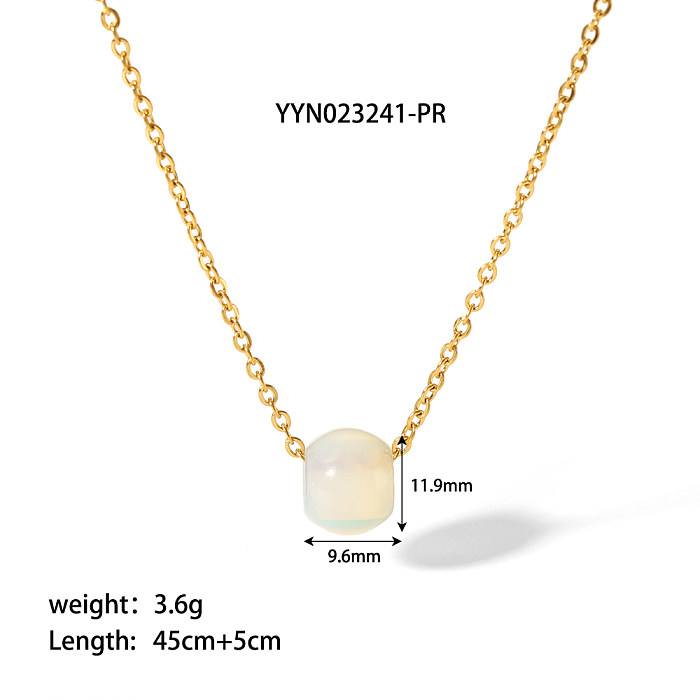 Cute Novelty Solid Color Stainless Steel  Natural Stone Plating 18K Gold Plated Necklace