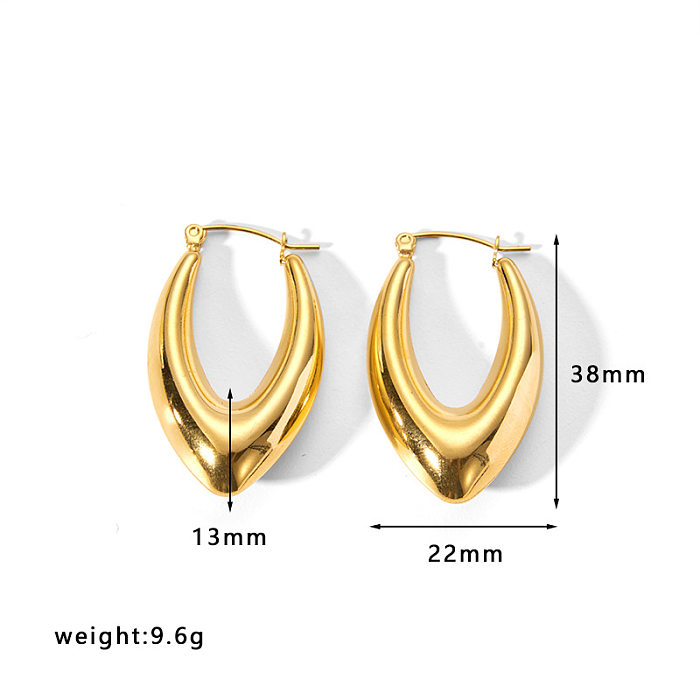 1 Paar schlichte, einfarbige, vergoldete Ohrringe mit Edelstahlbeschichtung