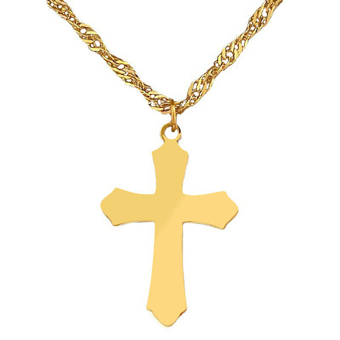 Collier pendentif en acier inoxydable avec croix de style ethnique, vente en gros