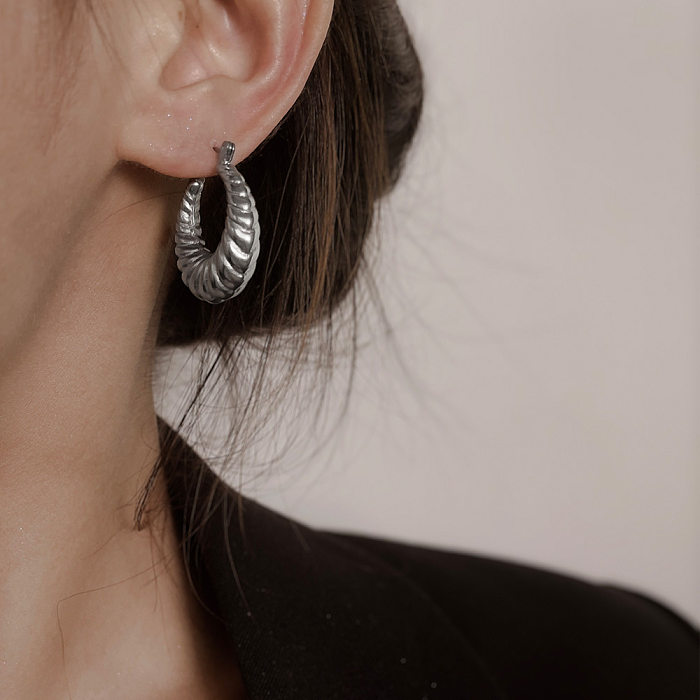 Boucles d'oreilles plaquées en acier inoxydable, Style Simple, en forme de U, 1 paire