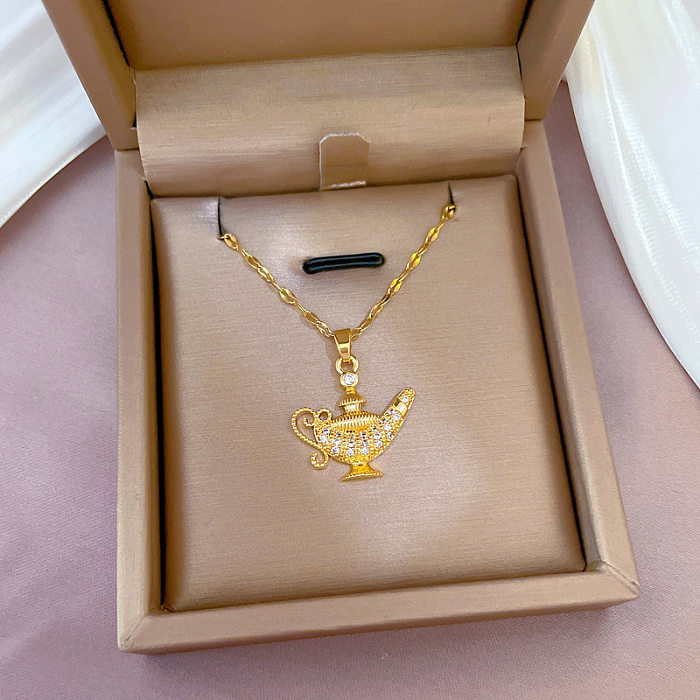 Geometrische Edelstahl-Halskette im ethnischen Stil, Sternkette, Diamant-Zirkon-Edelstahl-Halsketten