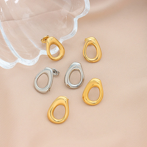 1 Pair Simple Style Solid Color Plating Hollow Out Stainless Steel 18K Gold Plated Ear Studs