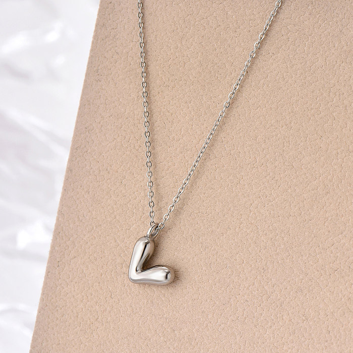 Collier pendentif élégant et Simple en forme de V avec lettre en acier inoxydable plaqué or 14 carats