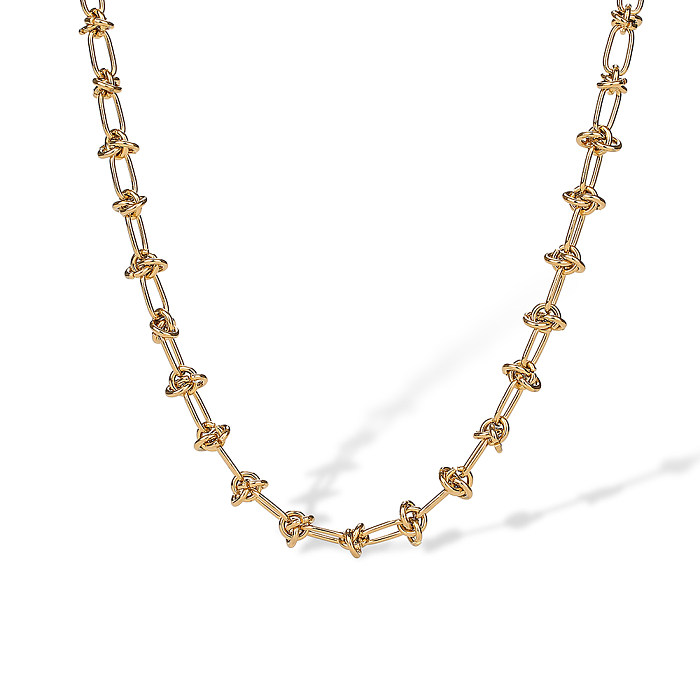 Hip-Hop Simple Style Commute Geometric Stainless Steel 18K Gold Plated Necklace In Bulk