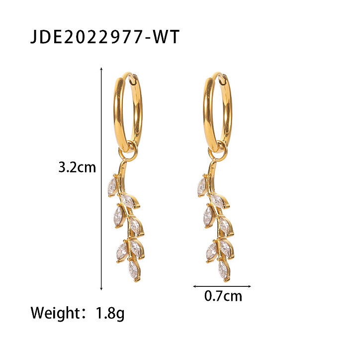 Fashion Geometric Stainless Steel Plating Zircon Earrings 1 Pair