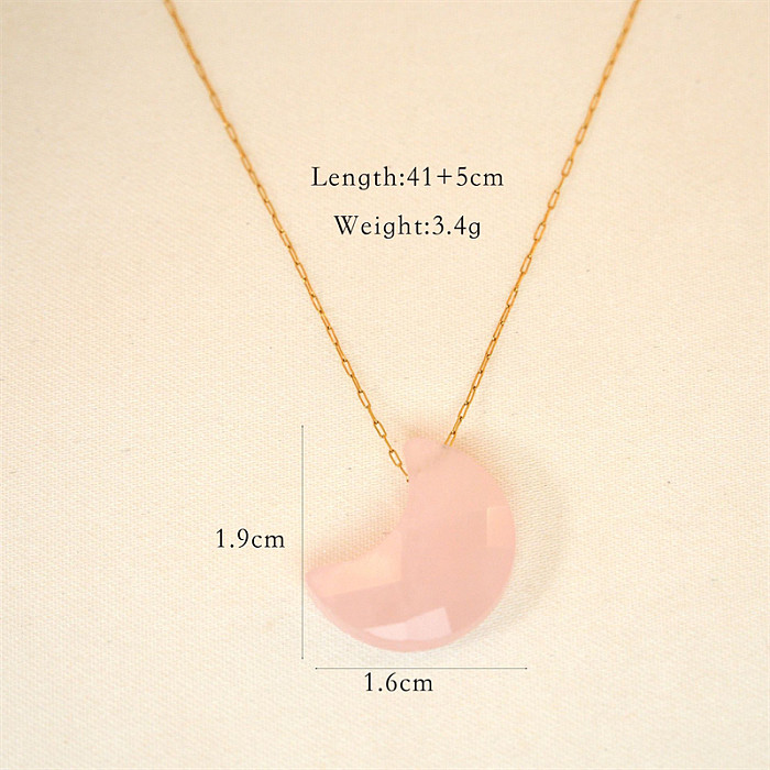Casual Simple Style Artistic Moon Stainless Steel  Natural Stone Gold Plated Pendant Necklace In Bulk