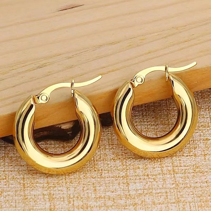 1 Pair Simple Style Solid Color Plating Stainless Steel  Hoop Earrings
