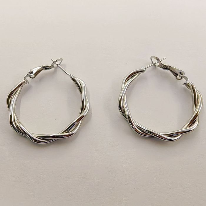 1 Paar moderne, schlichte Twist-Ohrringe aus Edelstahl mit Edelstahlbeschichtung