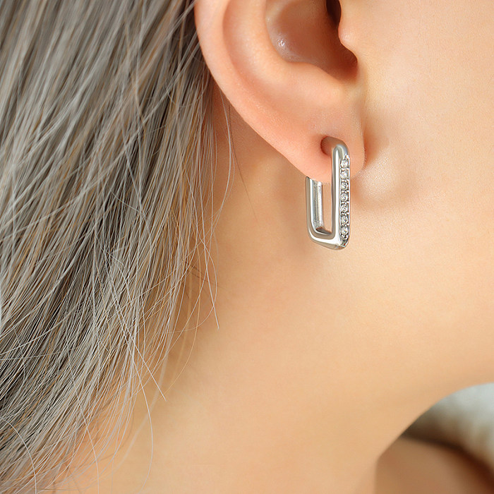 Clous d'oreilles en Zircon plaqué or 1 carats, 18 paire, carré brillant, en acier inoxydable, vente en gros