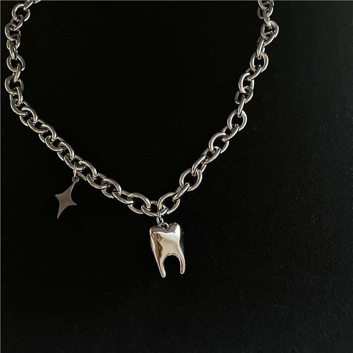 Pendentif en forme de dent de Style Punk, collier en acier inoxydable, vente en gros de bijoux