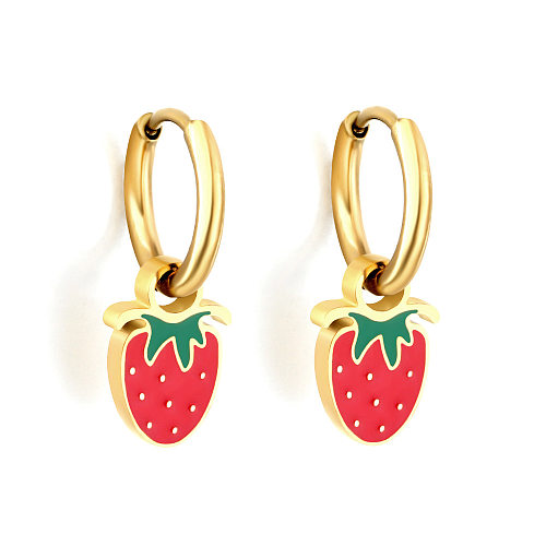 1 Pair Sweet Simple Style Fruit Stainless Steel  Fruit Plating Drop Earrings