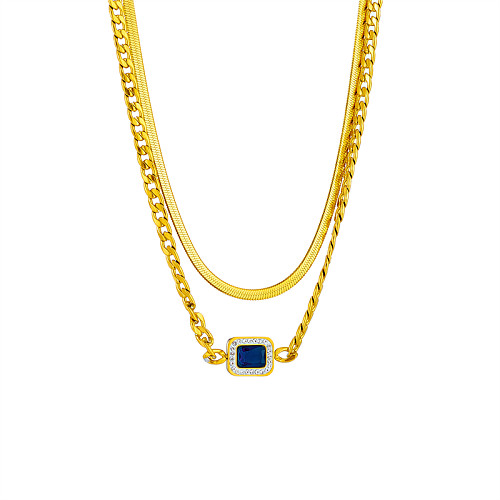 Fashion Punk Korean Style Geometric Stainless Steel Layered Metal Layered Necklaces 1 Piece