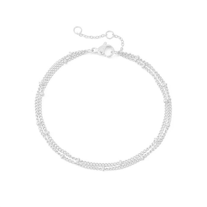 Bracelet Double couche coréen en acier inoxydable, chaîne de perles, bijoux réglables, vente en gros