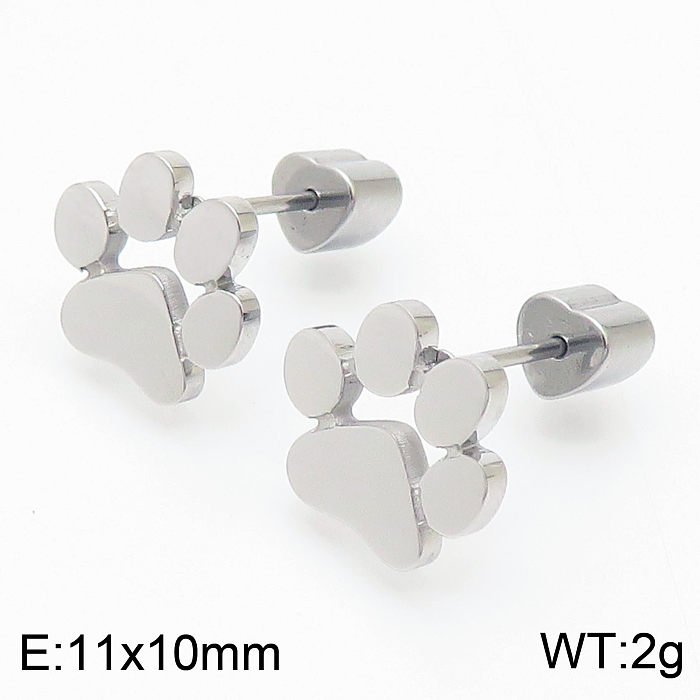 South Korea Stainless Steel  Cute Pet Footprint Earrings