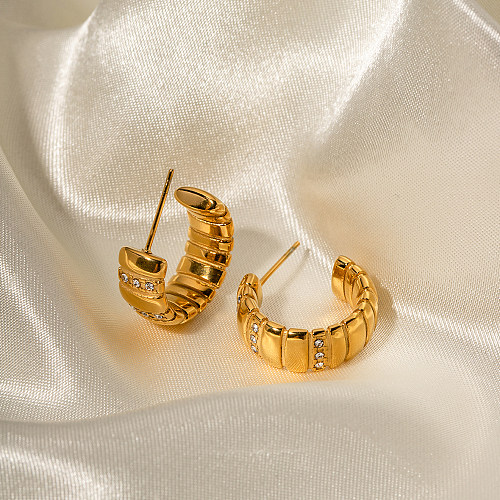 1 Paar INS-Stil C-förmige Ohrringe aus Edelstahl mit 18-karätiger Vergoldung