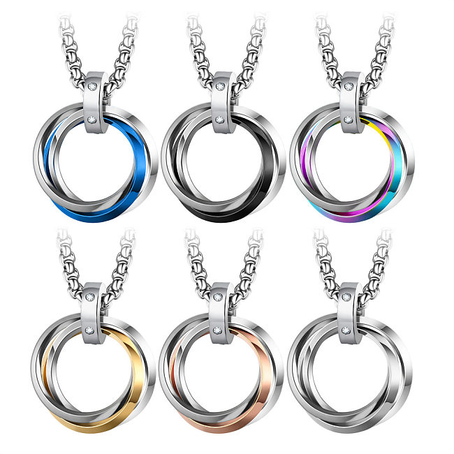 Retro Solid Color Stainless Steel  Pendant Necklace 1 Piece