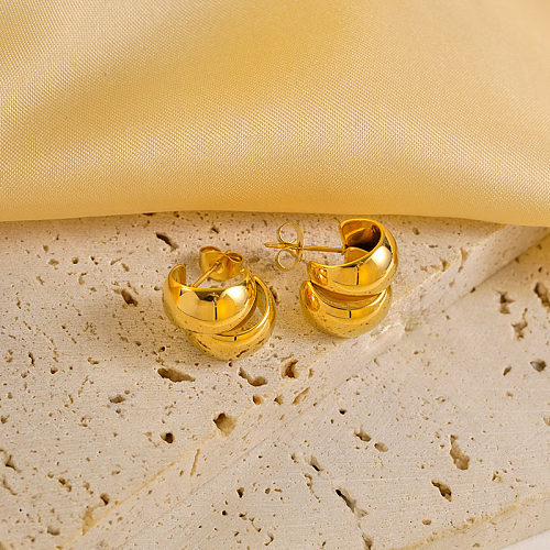 1 par de pendientes chapados en oro de acero inoxidable chapado en color sólido estilo moderno de vacaciones