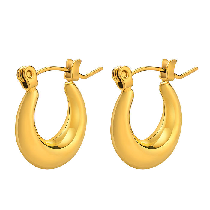1 Pair French Style Simple Style Solid Color Plating Stainless Steel  Hoop Earrings