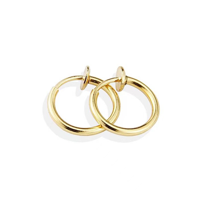 1 Pair Casual Punk Simple Style Circle Lines Polishing Plating Stainless Steel  Gold Plated Hoop Earrings