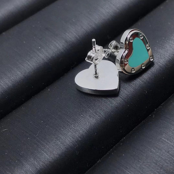 1 Pair Simple Style Commute Heart Shape Enamel Stainless Steel  Earrings