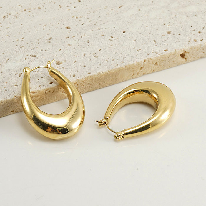 Fashion Oval Stainless Steel  Plating Earrings 1 Pair