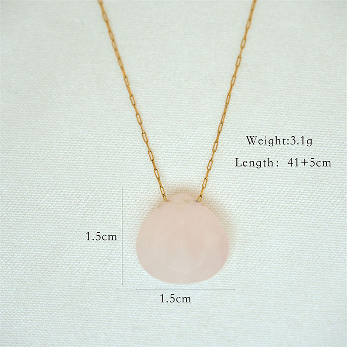 Casual Simple Style Artistic Water Droplets Stainless Steel  Natural Stone Gold Plated Pendant Necklace In Bulk