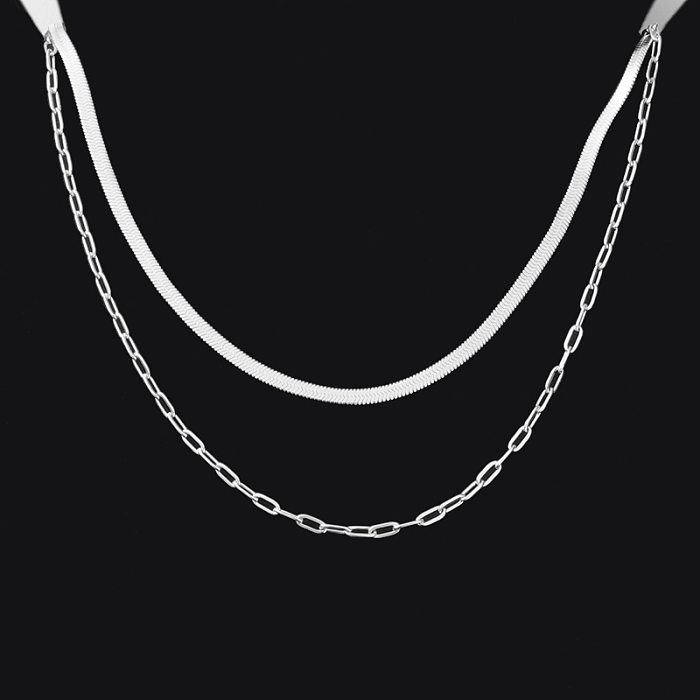 Hip-Hop Rock Solid Color Stainless Steel Plating Chain Gold Plated Silver Plated Necklace