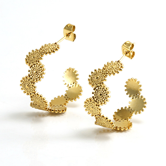 1 par de pinos de orelha banhados a ouro 18K em forma de C estilo INS irregular