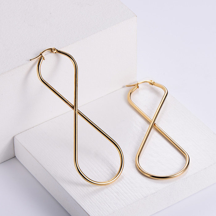 Boucles d'oreilles pendantes en acier inoxydable, Style Simple, chiffres 8, plaquées or