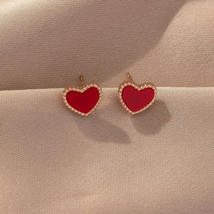 1 Pair Cute Sweet Heart Shape Stainless Steel Ear Studs